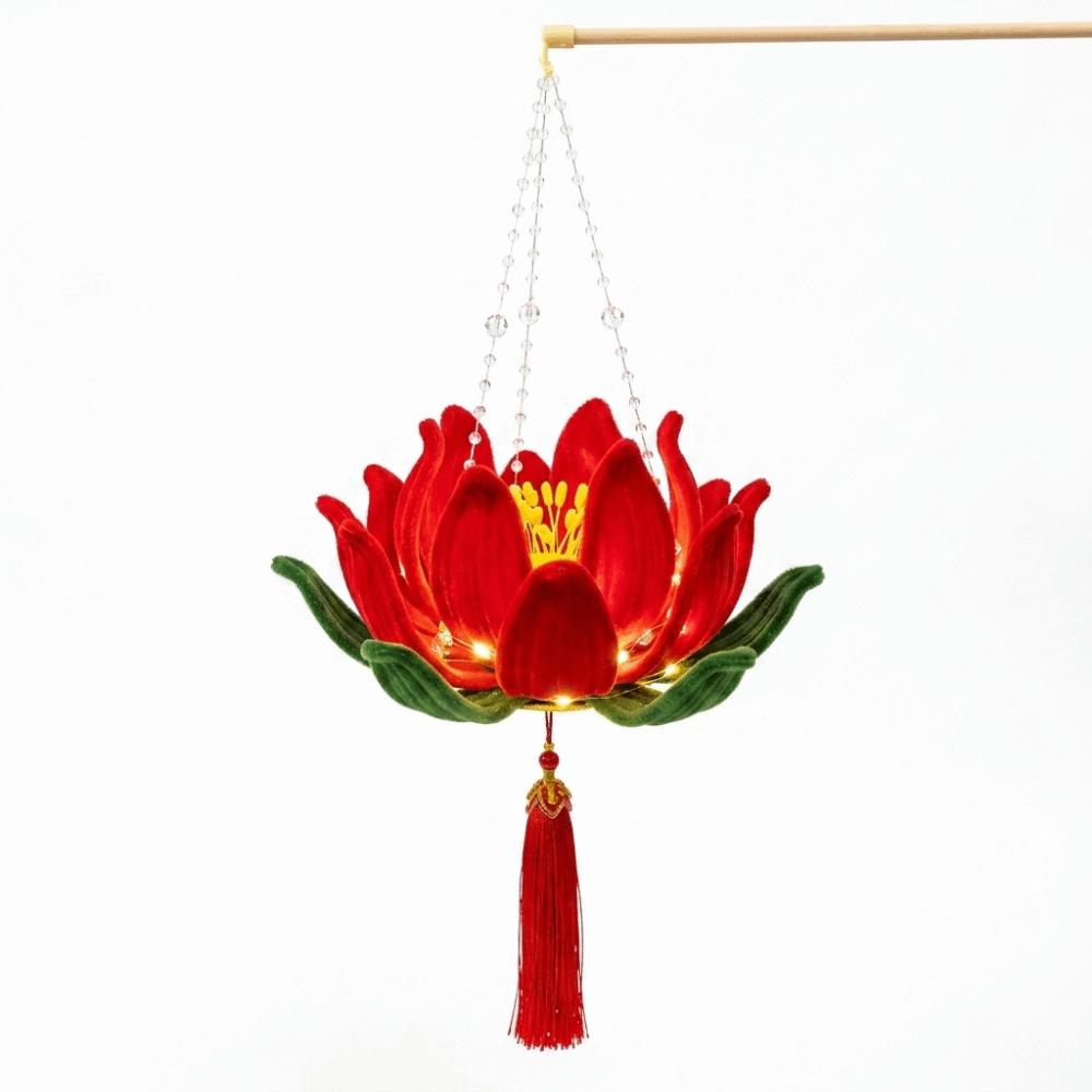 3D Twisted Stick Lotus Flower Lantern Luminous Handheld Lantern  Traditional Decor
