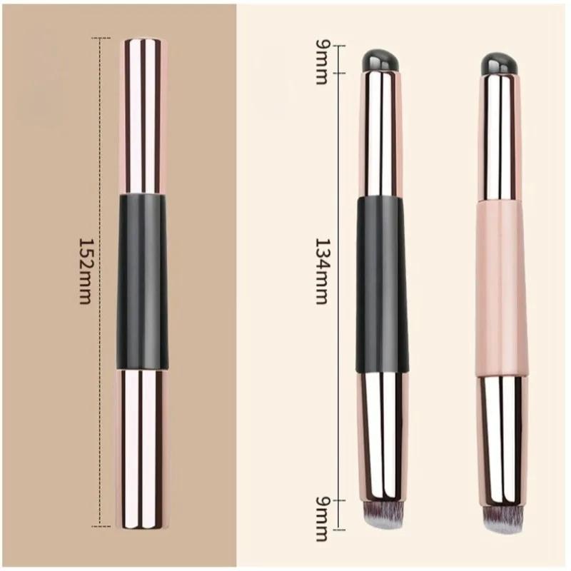 2 in 1 Silicone Lip Brush Concealer Brush Wooden Handle Portable Lipstick Lip Balm Applicator with Cap Makeup Brush Beauty Tools