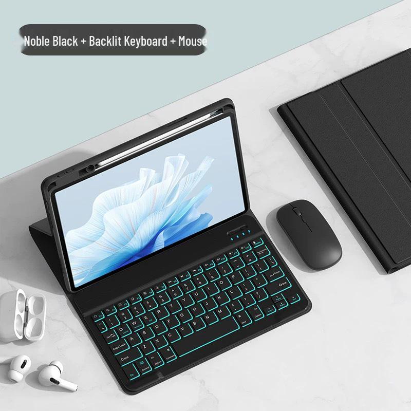 iPad A16 11-inch Protective Case with Wireless Backlit Bluetooth Keyboard & Pen Slot for 10.9 Gen
