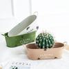 Wrought Iron Oval Dual-Handle Horseshoe Print Planter Set for Balcony Succulents