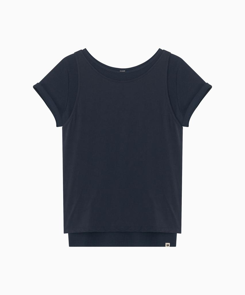 Ohesio Two-Way Layered T-Shirt, Navy