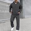 Men's Casual Two Piece Outdoor Set - Pullover Sweatshirt with Elastic Waist Cargo Pants