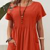 Women's Casual Dress Round Neck Short Sleeve Maxi Dress with Pocket Loose Fit Summer Dress for Office Daily Beach Party