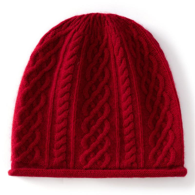 New autumn and winter cashmere classic three-dimensional twist pattern knitting simple, gentle, warm and cold-proof men's and women's knitted hats