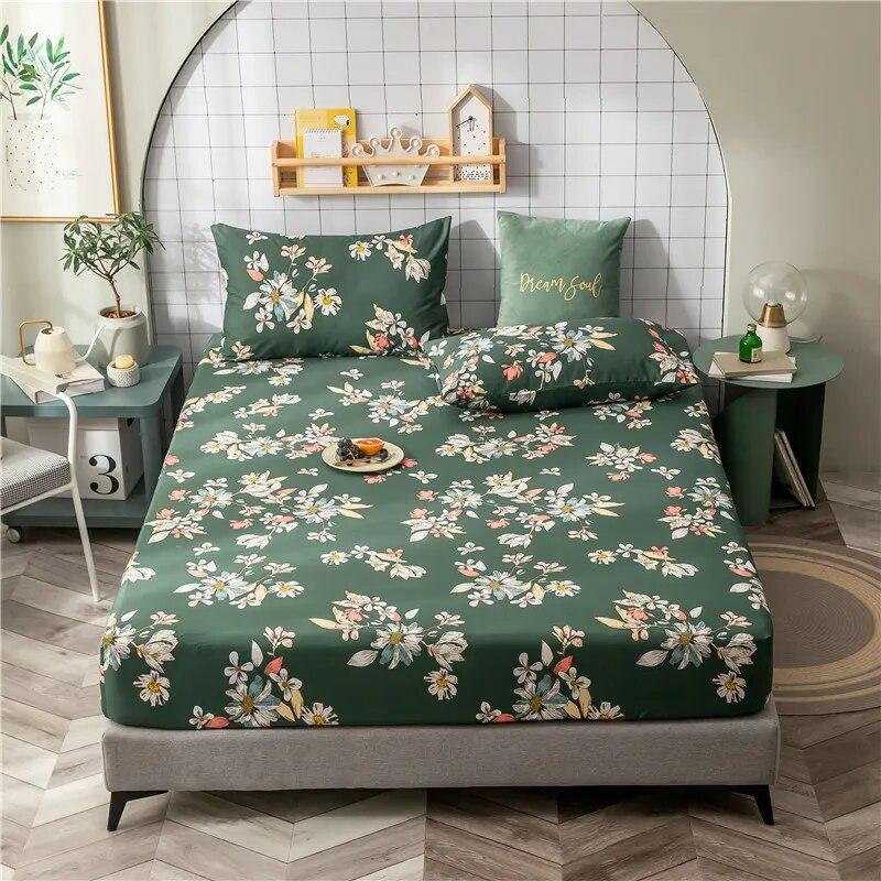 100% Cotton Printed Single-Layer Bed Sheet, Soft And Comfortable Bed Sheet And Mattress Cover Fixed By Elastic Band.