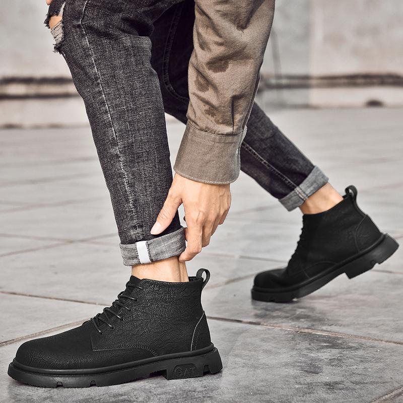 Winter Hot Selling Men's Leather Casual Shoes Thick Soled British Style Outdoor Workwear Shoes Men's Business Short Boots