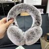 100% Natural Rex Rabbit Fur Ear Muffs Custom Cold Winter Comfort Furry Plush Warm Frostproof Collapsible Ear Muffs for Women