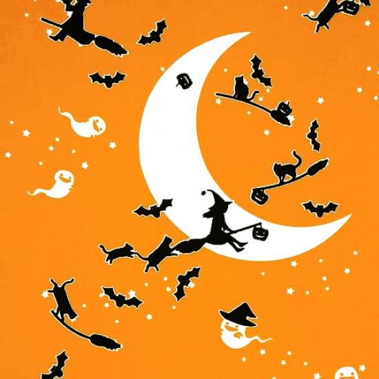 Somenoanbo Tenugui Halloween Hand Authentic Made in 35cm x 100cm "Witch's Orange" Towel, Dyed, 100% Cotton, Tokuoka, Japan,