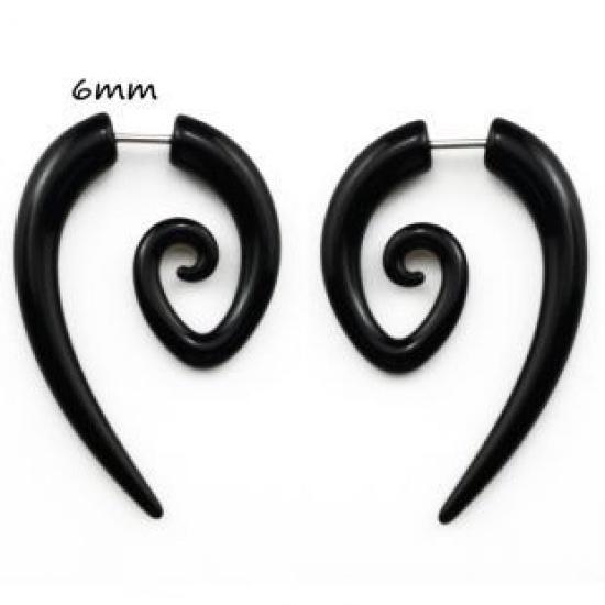 Fashion Black Horn Earrings For Women Hip-hop Acrylic Ear Stud Stainless Steel Anti-Allergies Earrings Gothic Spiral Ear