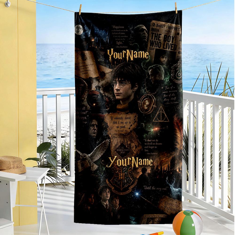 Gothic Illustrations Customize Your Name Beach Towel Super Soft Microfiber Quickdry Fabric