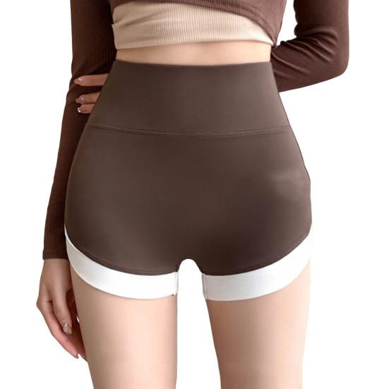 

Женские компрессионные леггинсы с высокой талией для йоги, бега, лоскутные цветные облегающие тонкие леггинсы с подтяжкой бедер L кофейный