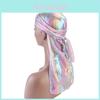 Men Women Laser Bandana Turban Hat With Glitter Rainbow Headwrap And Adjustable Fit