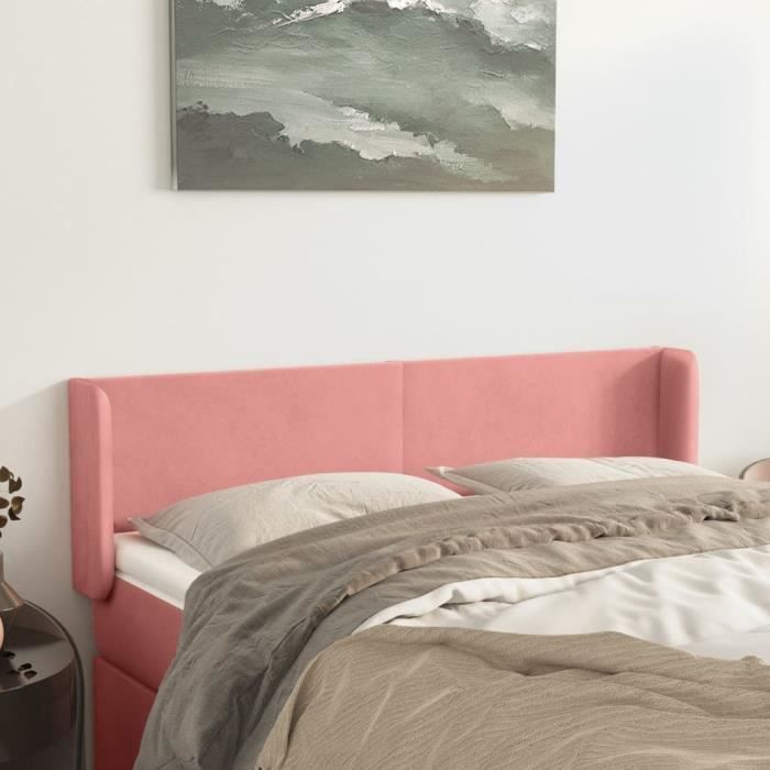 VidaXL Tête de lit avec oreilles Rose 147x16x78-88 cm Velours3118541