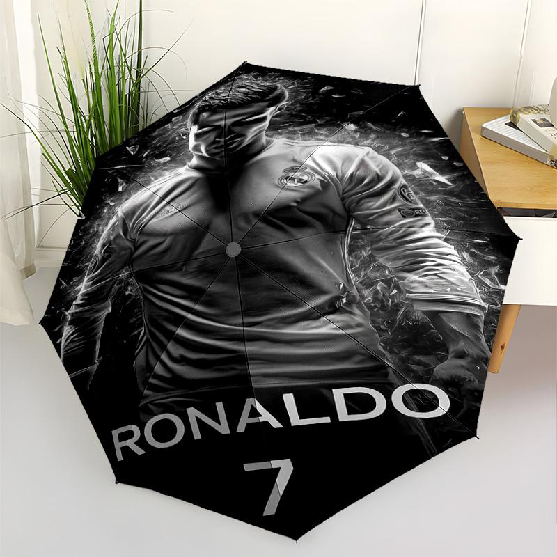 Cr7 Football Legend Compact Travel Automatic Umbrella Compact 8-Rib Lightweight Sturdy Construction All-Season Travel Stylish Accessory