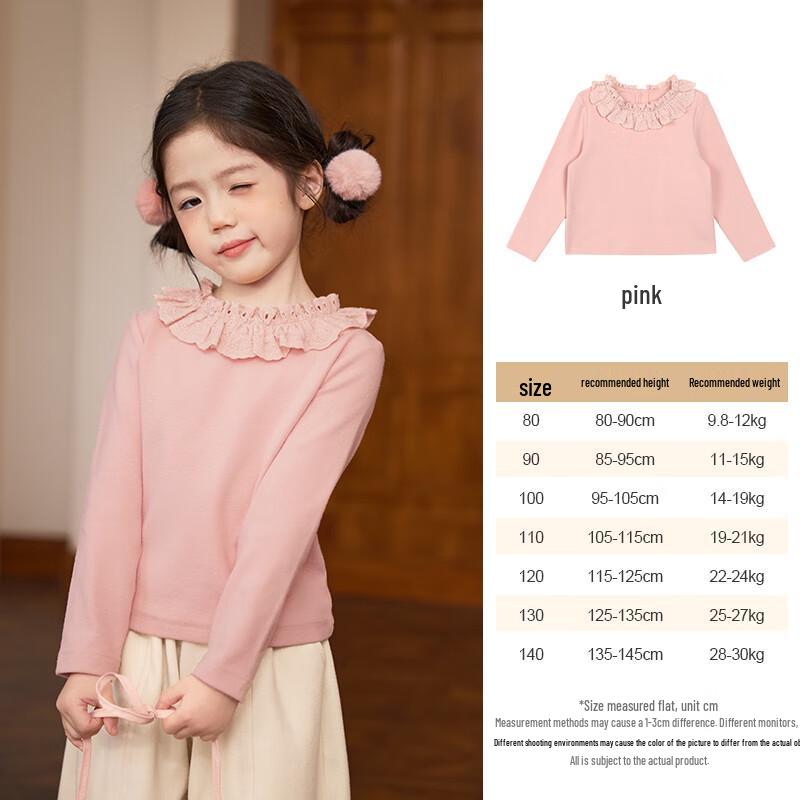 LUSON Baby Girls' Lace Collar Long Sleeve T-Shirt