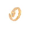 Ring - Elegant Female Style White Mother-of-pearl Snake-shaped Open-ended Ring - 18K Gold Electroplated with Diamonds - Snake Bone Ring