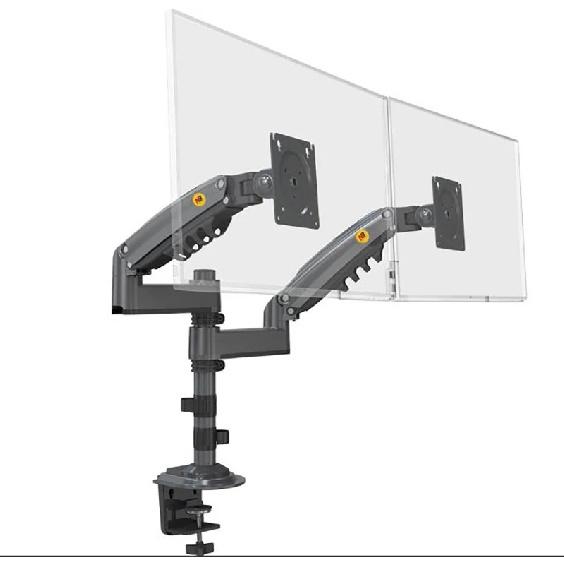 NB New H180 Full Motion 17"-27" Double monitor Holder Gas Spring Arm LCD Mount ergonomic dual arm clamp bracket 2-9kgs each