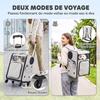 Cat Carrier Bag, 2-in-1, with Wheels, Foldable, Expandable, Ventilated, 34 x 28 x 43 cm, Grey