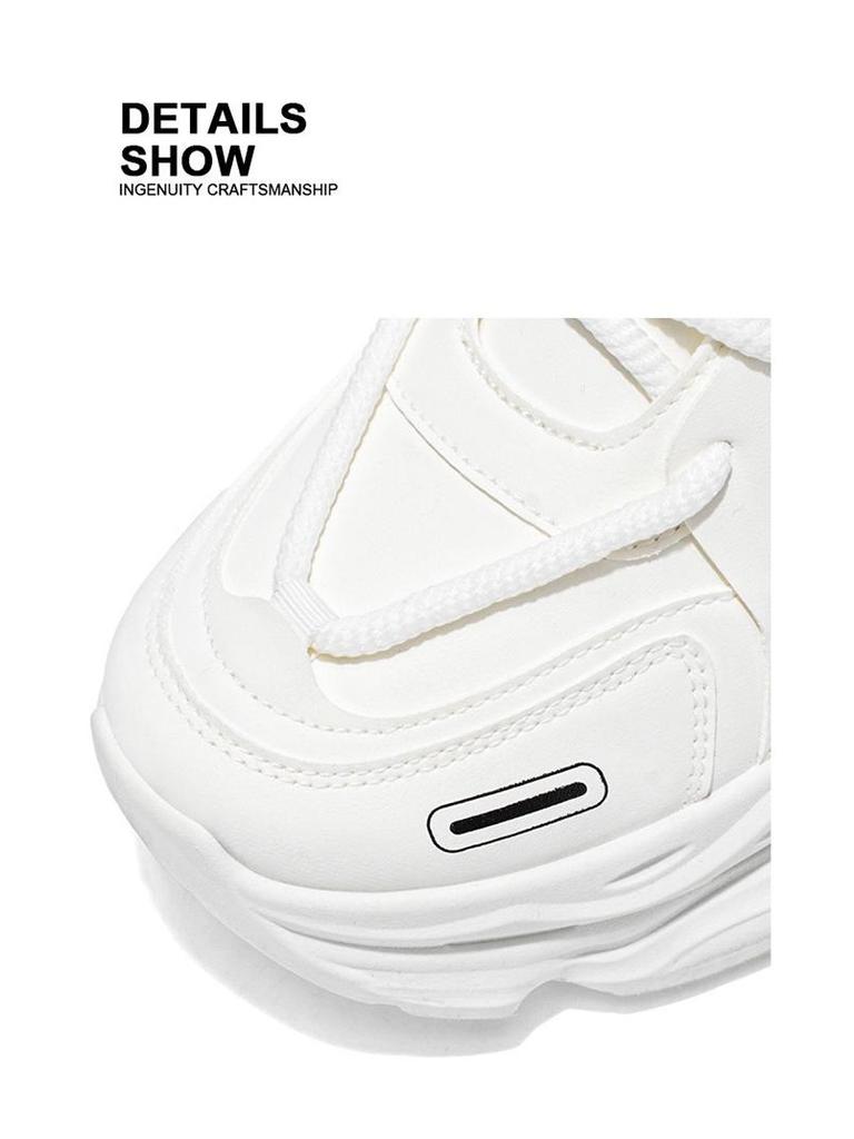 Men's Summer Breathable White Trendy Thick-Soled Sneakers - Casual Dad Shoes.