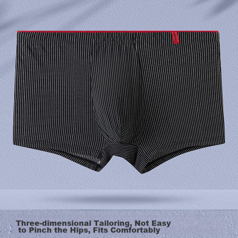 Yiershuang [5A Antibacterial] Men's Underwear, 4-Pack, Antibacterial Mid-Rise Seamless Boxer Briefs, Men's Shorts