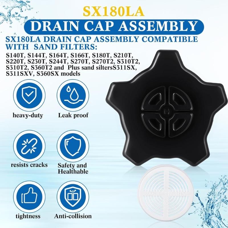 Plastic Drainage Cover Pump Cover Pool Pump Accessories Pressure Gauge Replacement Gasket for ECX270861 SX180LA Models