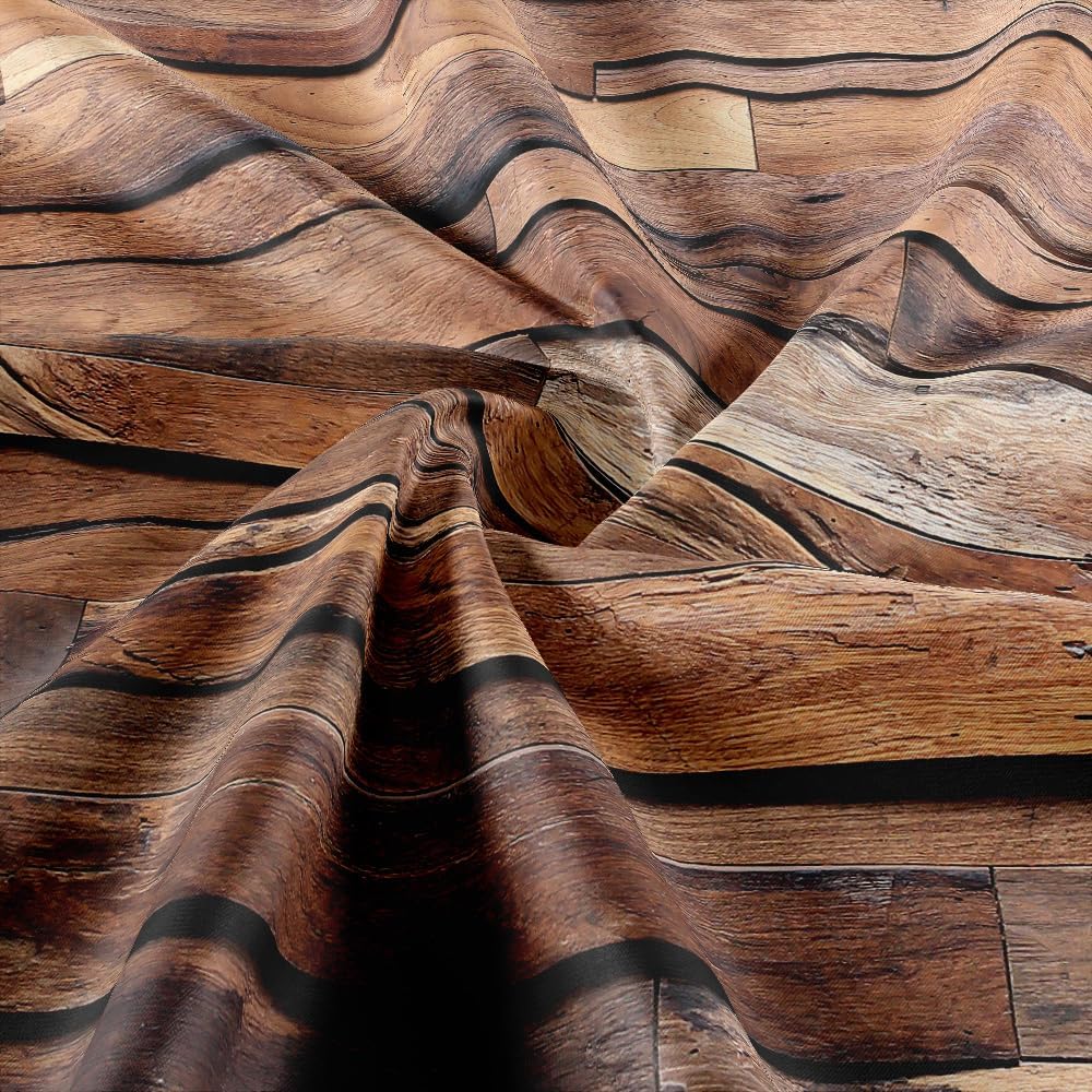 JAWO Rustic Barn Door Shower Curtain, Wood Panels Wall and Floor Texture, Polyester Fabric Bathroom Decor, Bath Curtain with Hook, Bathroom