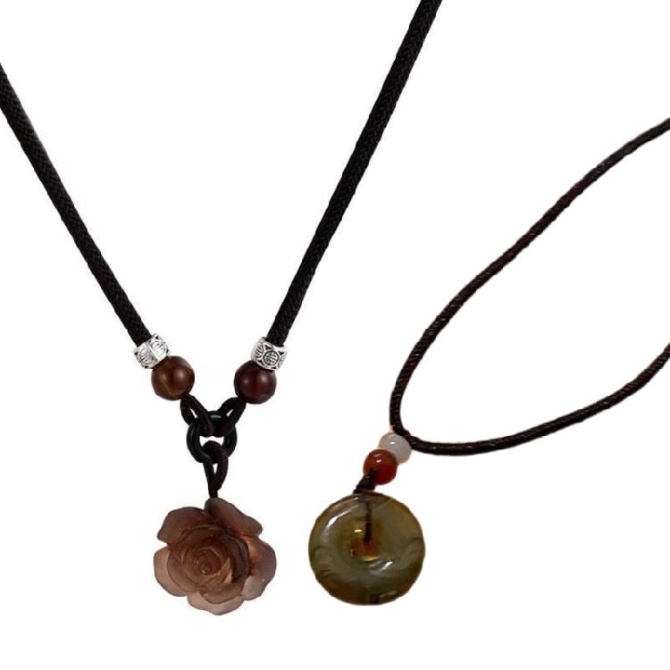 

2PCS Beautiful Rose Flower and Peace Buckle Pendant Necklace Resin Necklace for Women Looking to Enhances Their Wardrobe 1