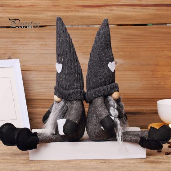 Long Legged Gnome Figurines Christmas Plush Decoration with Legs, Faceless Handmade Fabric Neutral Gifts for Friends Doll Figurines, Sitting Elf Home