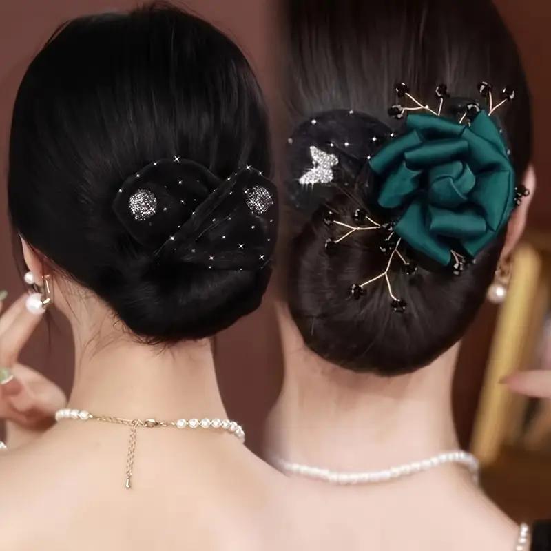 Agrafă de păr nouă cu clips răsucit, agrafă de păr, accesorii de păr, artefact pentru coc lejer, ornamente de păr cu fundă pentru femei