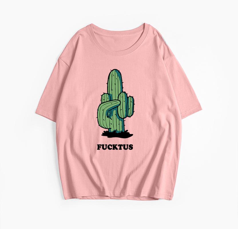 Hirsionsan Cactus Graphic Printed T Shirt Women Summer Cotto