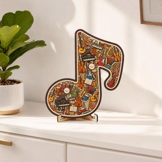 Puzzle in Legno Nota Musicale Strumento Nota Decorazione Jigsaw Musicale