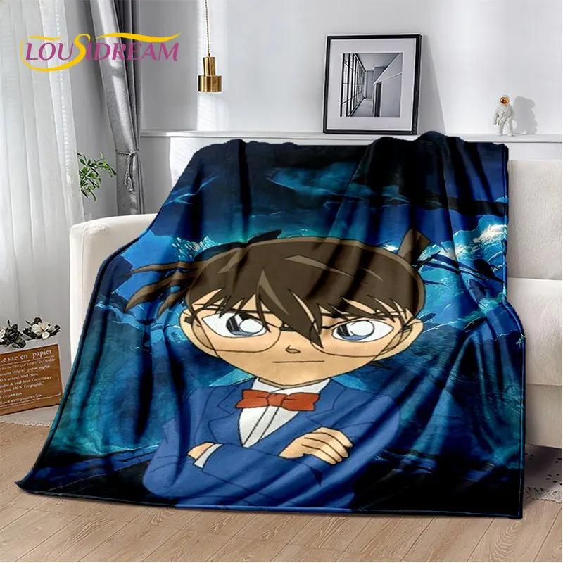 Detektyw Conan Cartoon Anime miękki pluszowy koc, flanelowy koc rzut koc do salonu sypialnia kanapa z funkcją spania narzuta na piknik 3D