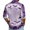 Men's Loose Fit Long Sleeve Shirt with Spread Collar Halloween Themed Casual Vintage Style Breathable Fabric Suitable for Outdoor Workwear