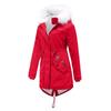 Women's Hooded Plus Velvet Corduroy Coat Ladies Winter Cotton Coat Thickened Mid-length Warm Jacket