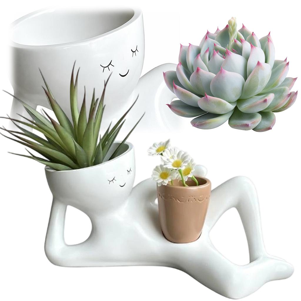 GOOD-Lazy Guy Planter Resinlazy Little Character Flowerpot Unique Lying Down Figure Planter Succulent Pot Home Garden Decoration