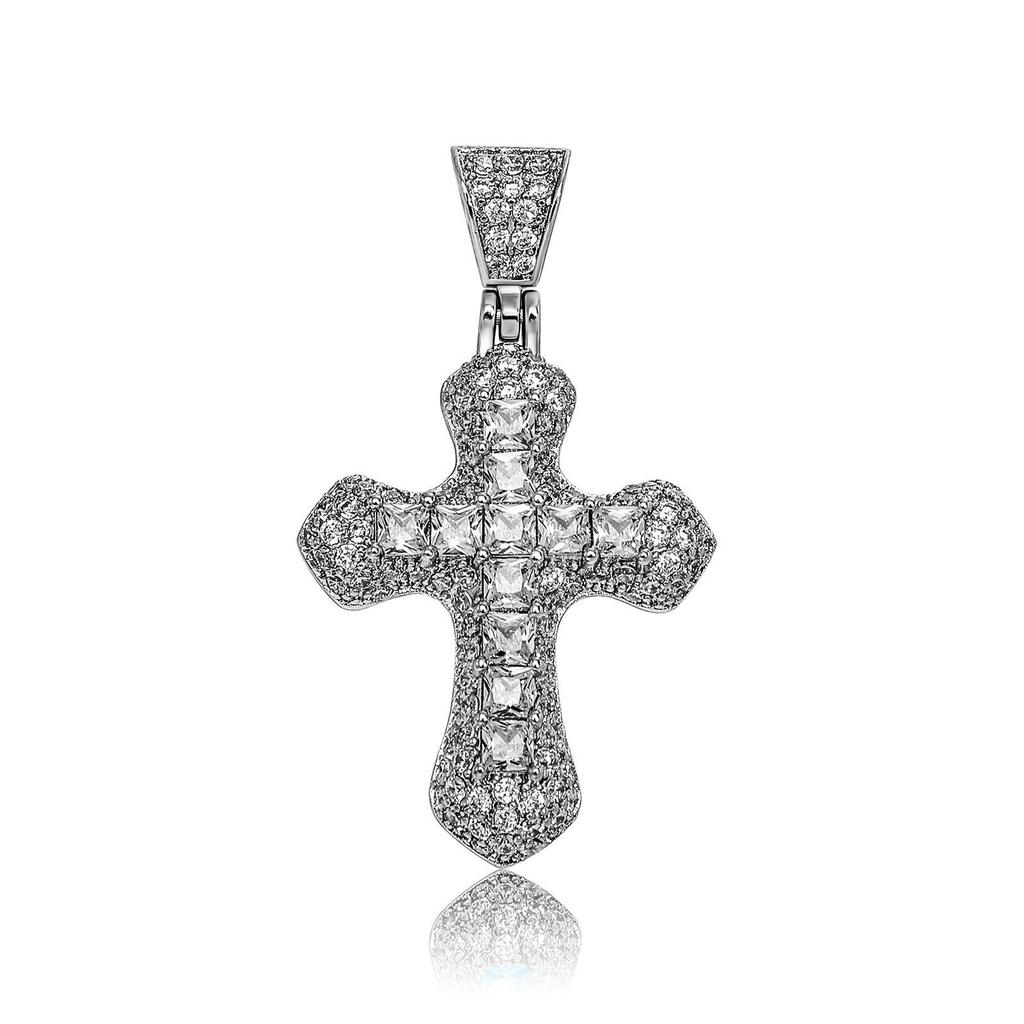 Spicy Girl Shiny Full Diamond Cross Pendant Long Necklace - Non-Fading Hip Hop Halloween Collarbone Chain