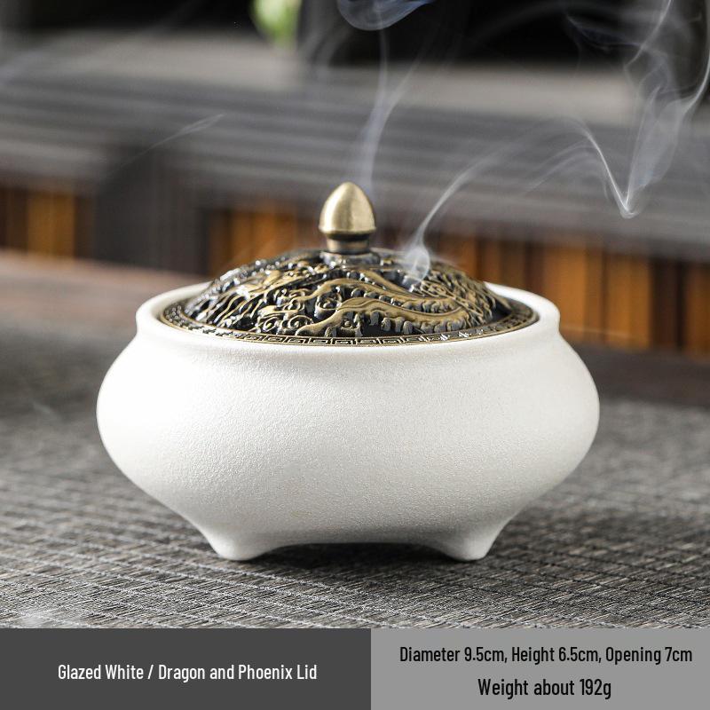 Celadon Ceramic Incense Burner - Antique Style, Small Size, Ice Crack Kiln, Sandalwood Incense Holder.