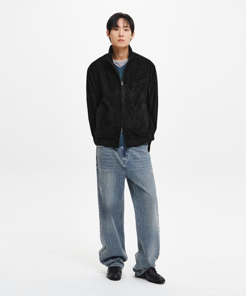 INTEMPOMOOD High-Neck Suede Jacket_Black