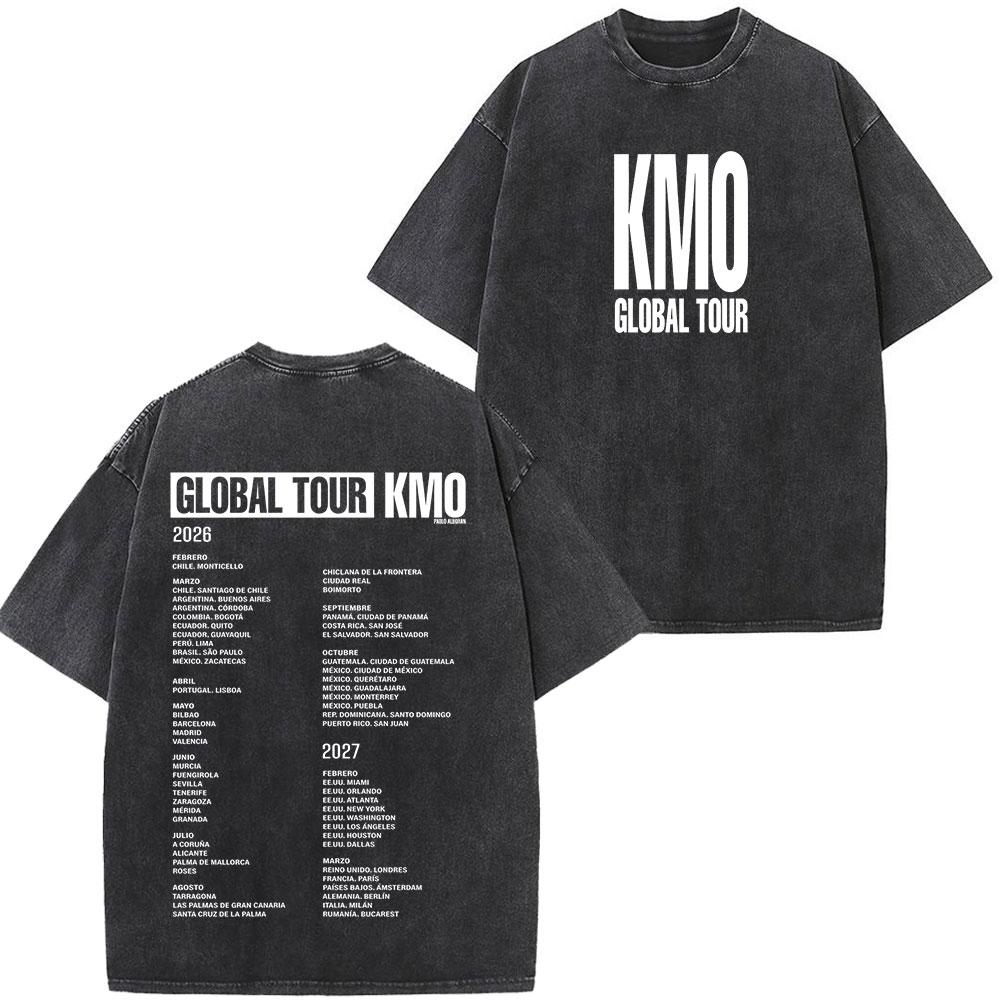 Singer Pablo Alborn Global Tour Kmo Print Washed Vintage T Shirt Men Women Hiphop Casual Oversized T Shirts Fan Gifts