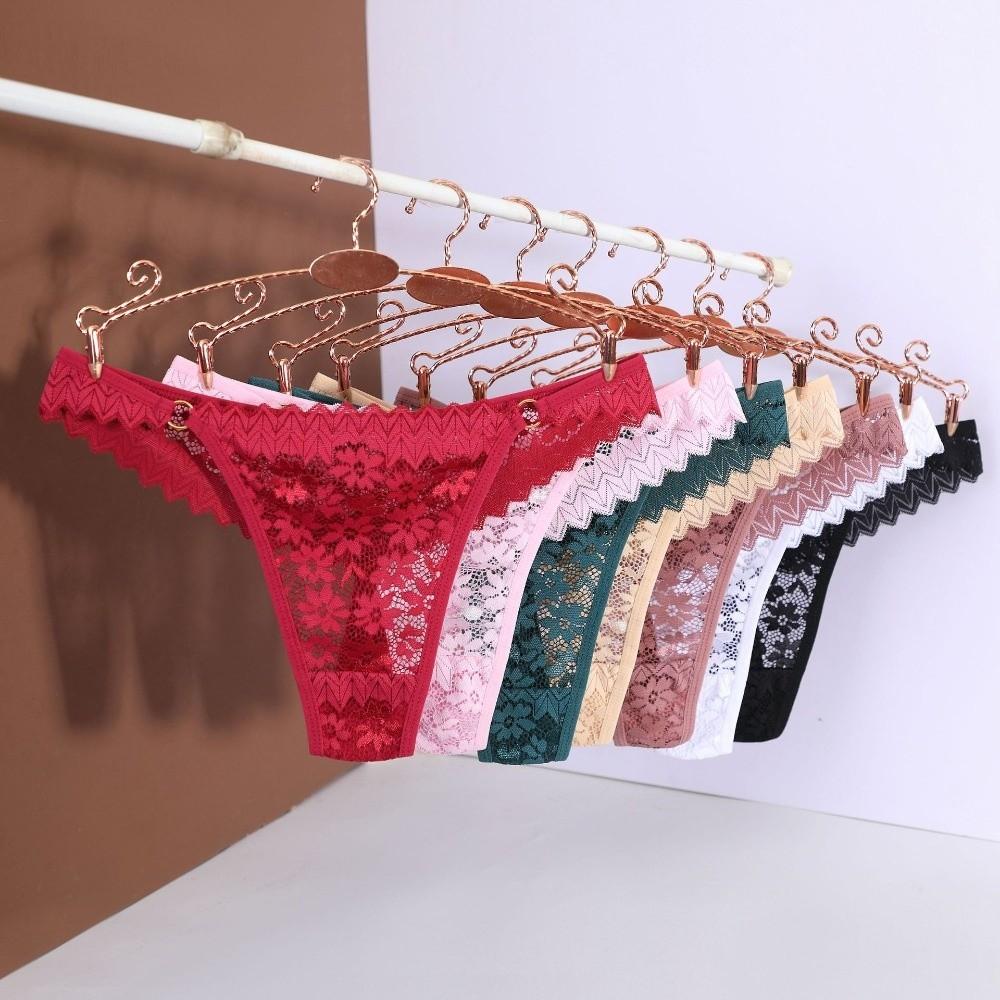 Low Waist Lace Seamless Panties Floral Mesh Lace Briefs Colorful Flower Underwear for Women Daily