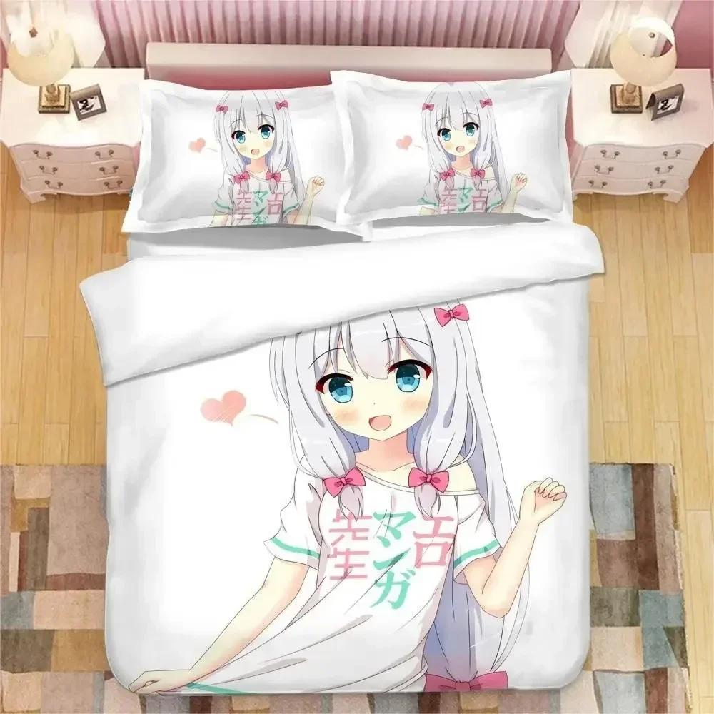 Mädchen Izumi Sagiri Bettwäsche-Set Bedrucktes Bettset mit Kissenbezug Bettbezug Weich Queen King Size Bettwäsche Heim Bettwäsche