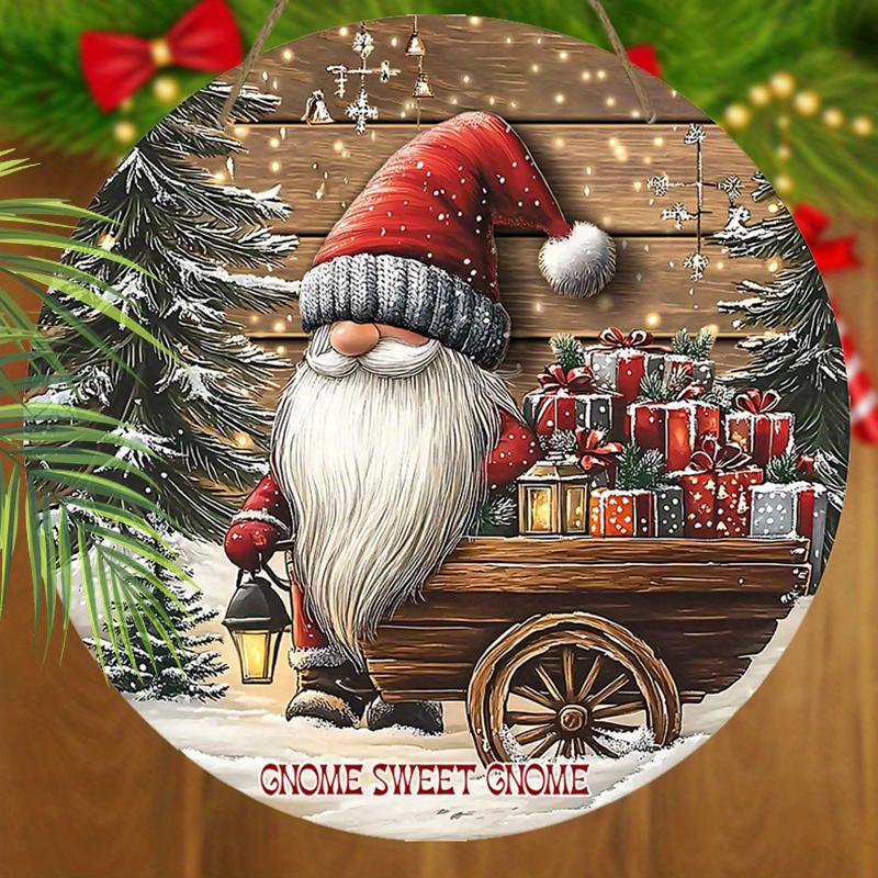 Christmas Decoration Sign,indoor Hanging decorations,2D Flat Wooden Products with Christmas Dwarf pattern,Christmas Gifts for Friends and Family