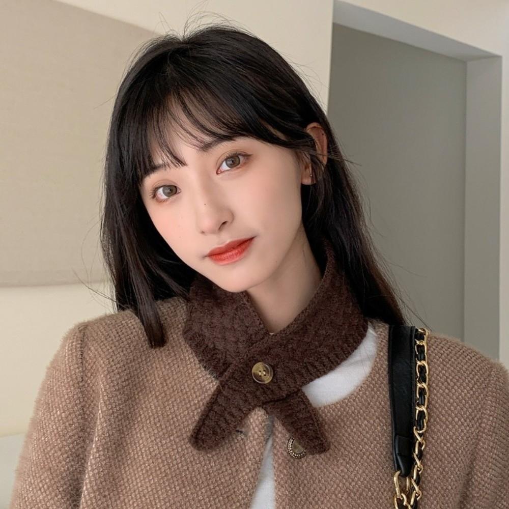 Cold Resistant Knit Triangular Scarve Solid Color False Collar Fashionable Neck Scarf Female
