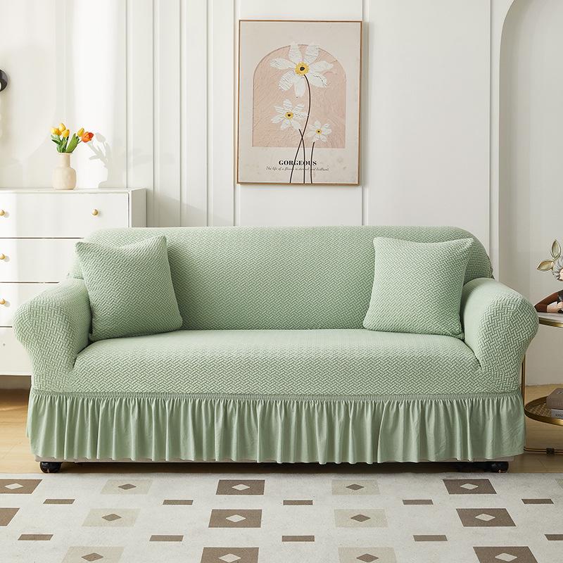 Jacquard Ruffle Edge Sofa Cover - Universal Fit for All Seasons
