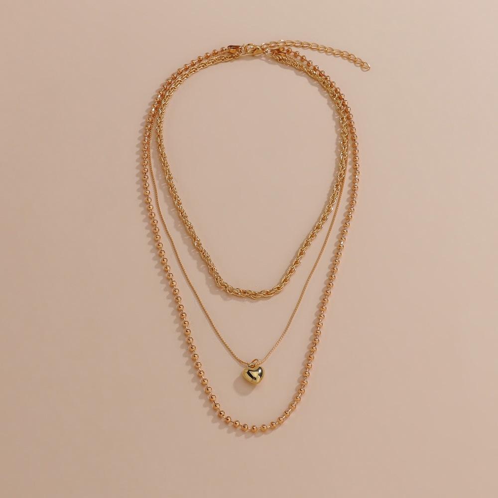 Personalized Stacked Wind New Love Pendant Multi-layer Metal Necklace Neck Chain