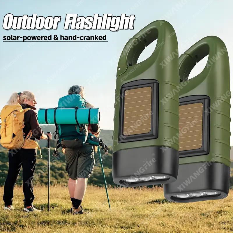 LED Flashlight Hand Crank Solar Powered Survival Gear Self Powered Torch , Emergency Flashlights For Hiking, Camping, Running