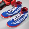 New high-top boxing shoes, men's and women's sanda free fighting, fighting training shoes, non-slip and wear-resistant wrestling shoes