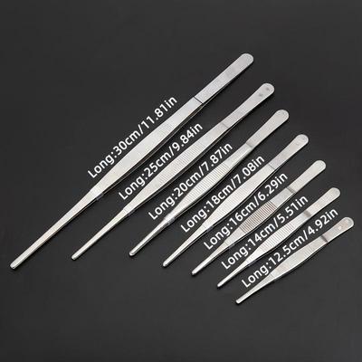 1pc 304 Stainless Steel Extra Long Tweezers, Lengthened And Thickened, Large Round Head Tweezers, Handmade DIY Straight Tweezers
