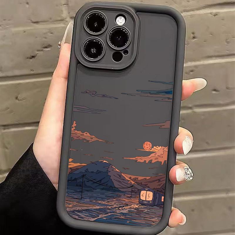 Sunset Peak Personalized phone case iphone16pro For iPhone 16 15 Pro Max 16E 14 13 12 11 16Plus Silicone Soft Shell
