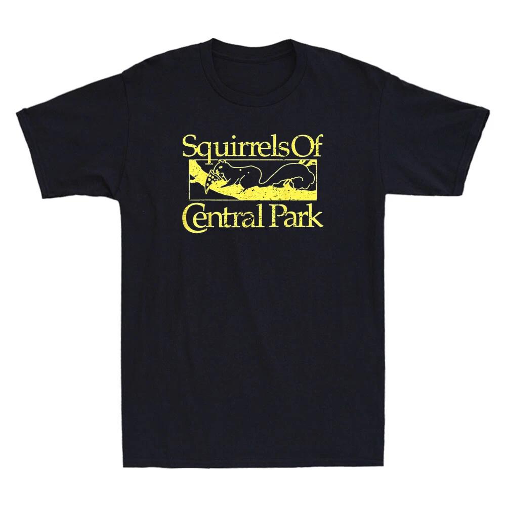 Squirrels Of Central Park Funny Squirrels Eat Pizza Graphic Retro Men s T-Shirt XXXL